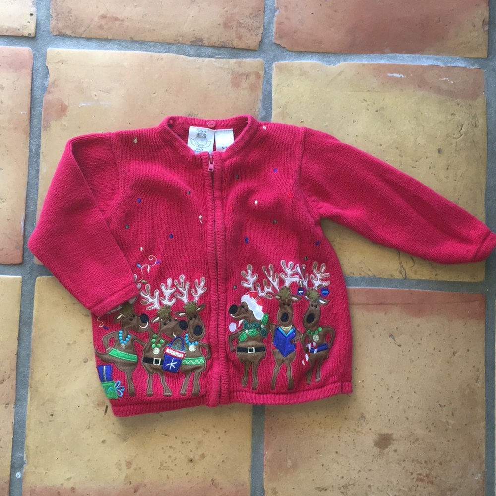 Ugly Christmas Sweater Zip Up 4T